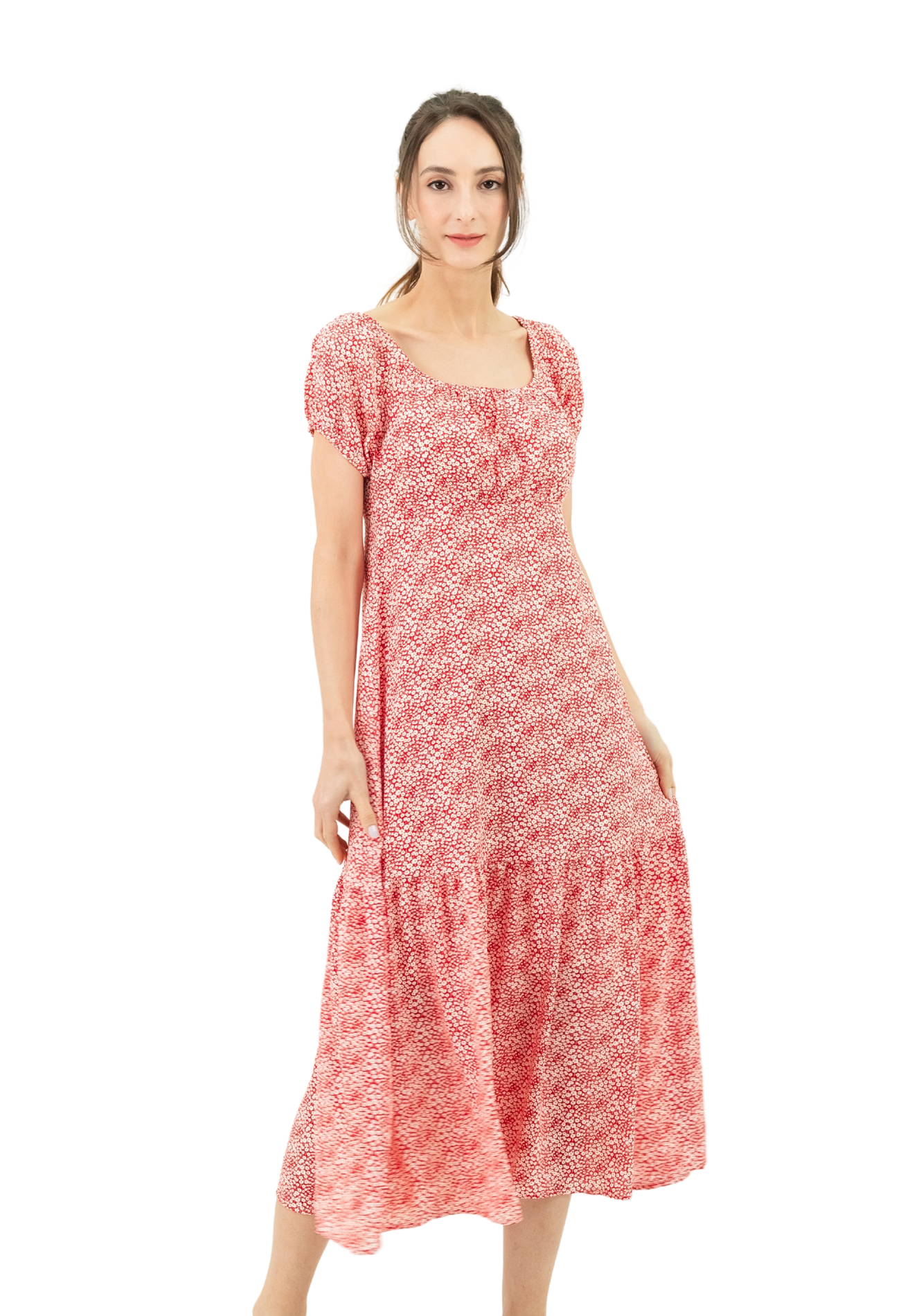 VOIR JEANS Ditsy Floral Print Midi Dress