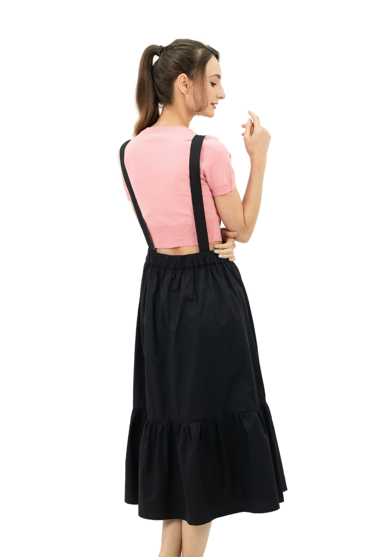 VOIR JEANS Pinafore Tiered Maxi Dress
