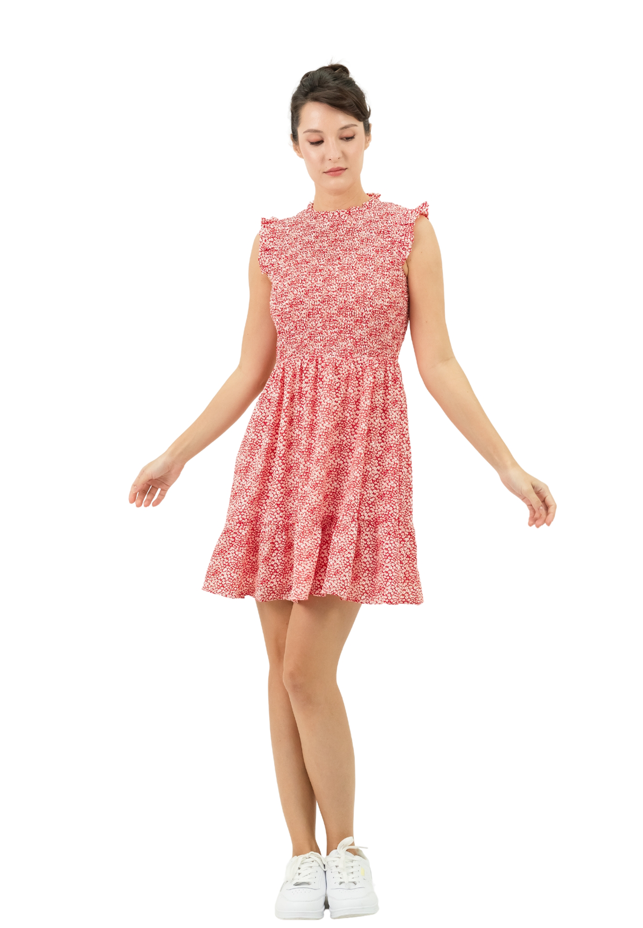 VOIR JEANS Shirred Ditsy Floral Cami Dress