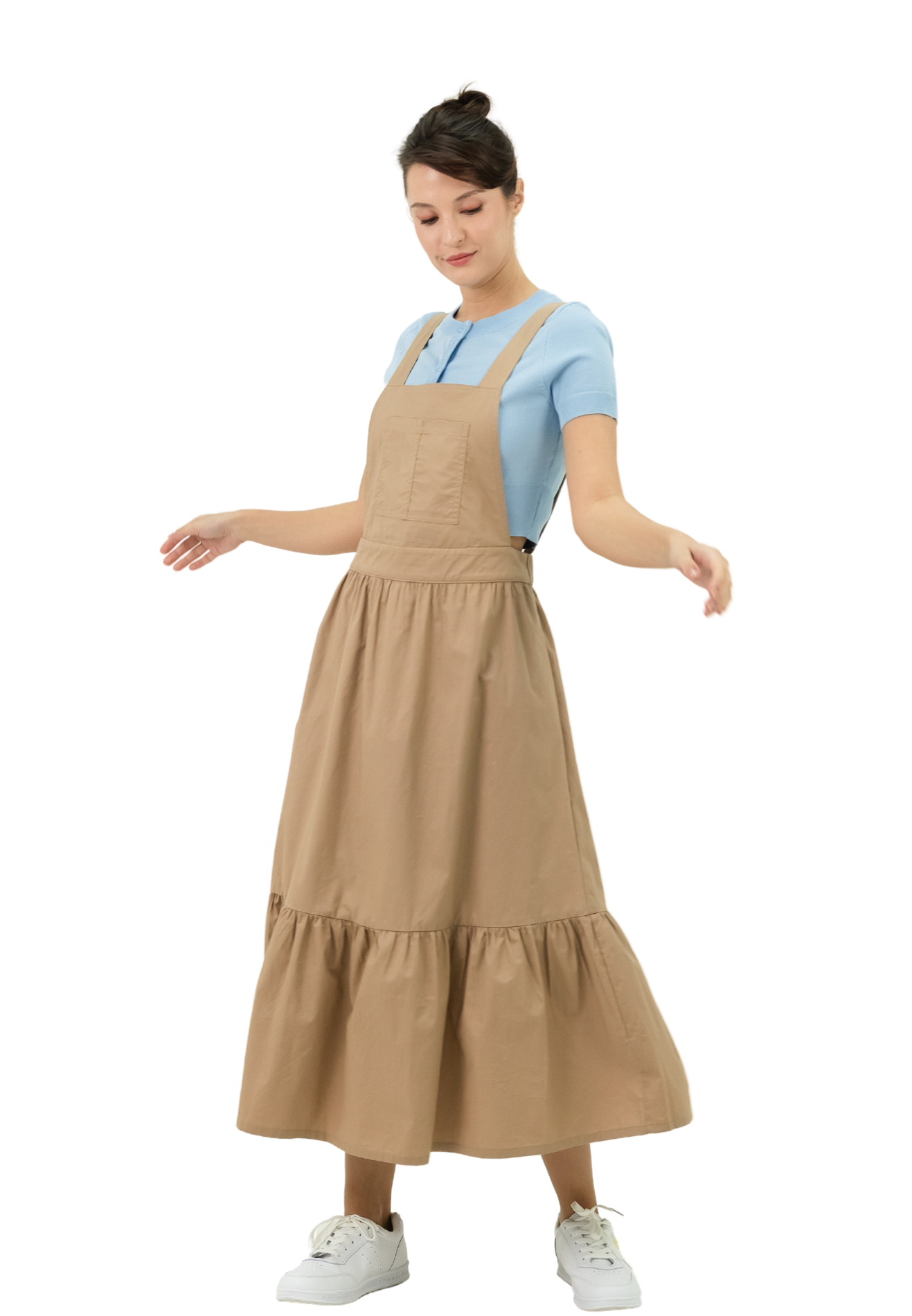 VOIR JEANS Pinafore Tiered Maxi Dress