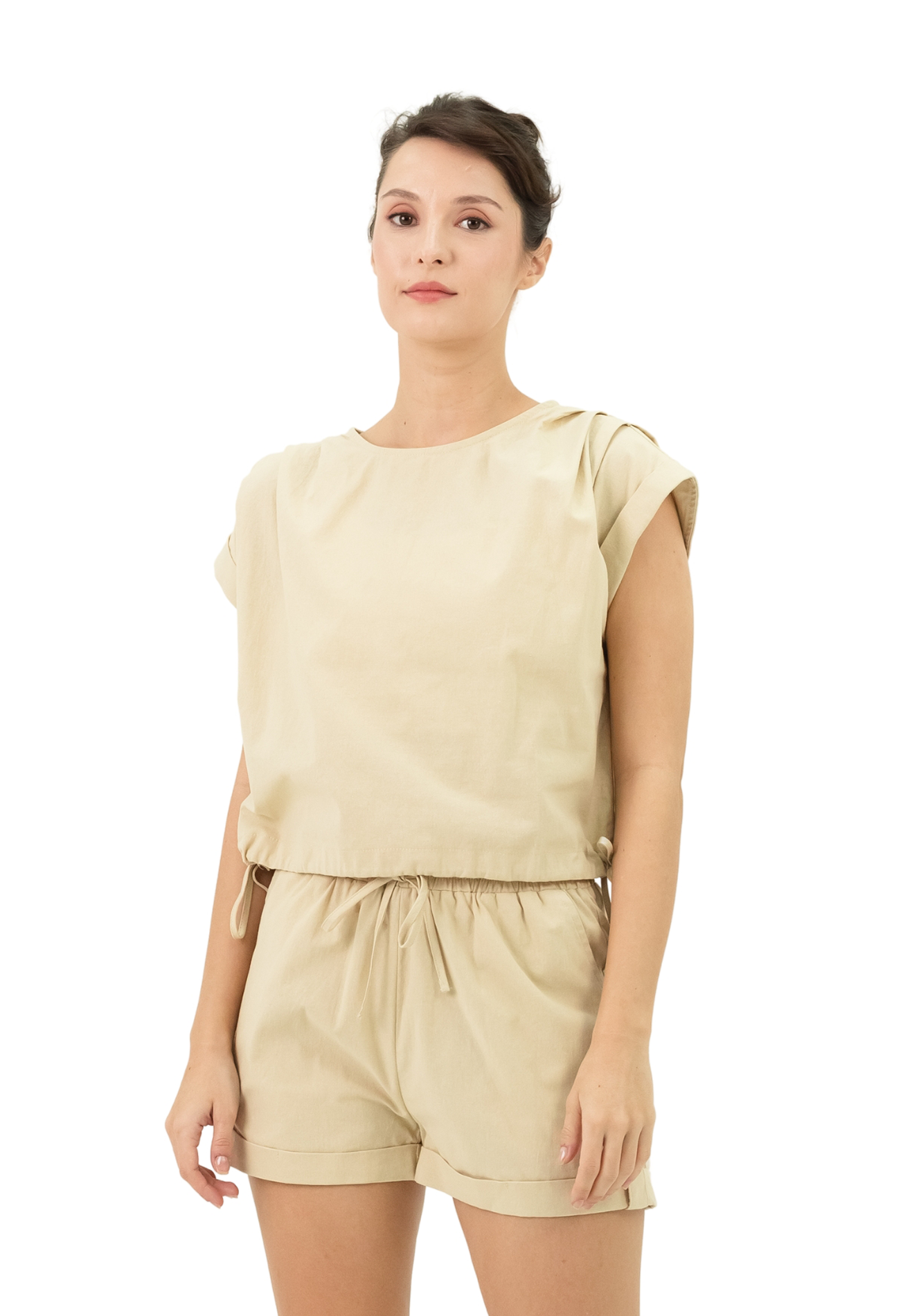 VOIR JEANS Folded Cuff Short Sleeves Top