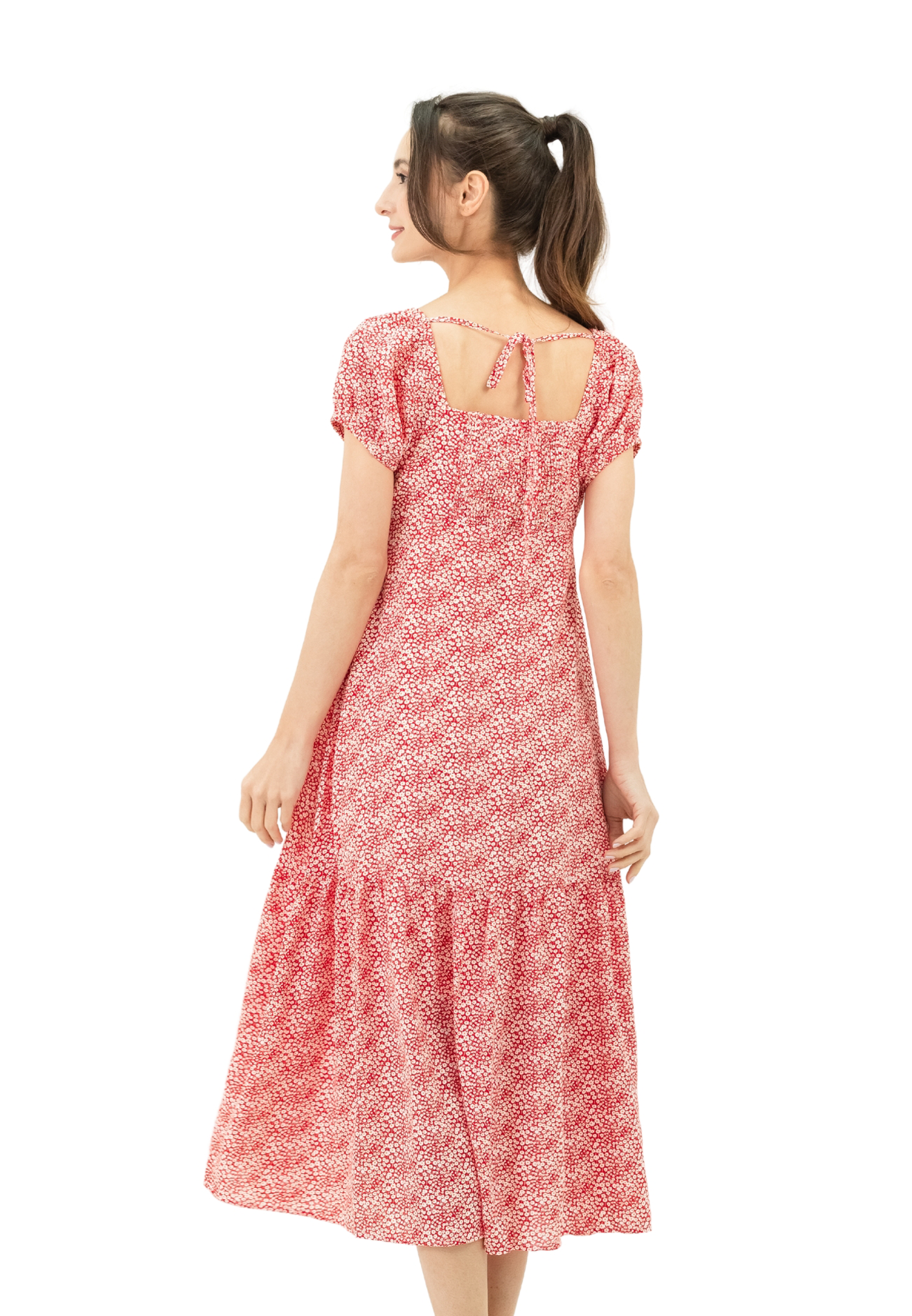 VOIR JEANS Ditsy Floral Print Midi Dress