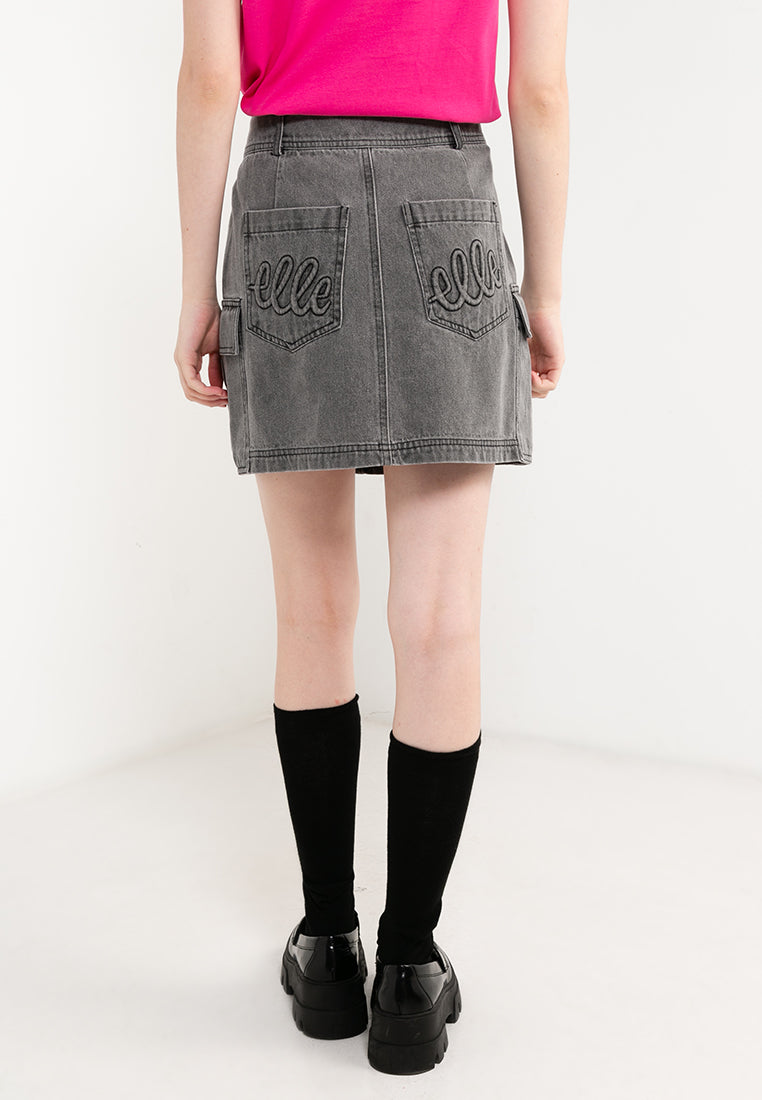 ELLE Leisure The Wonder Collection: Double Button Denim Cargo Skirts