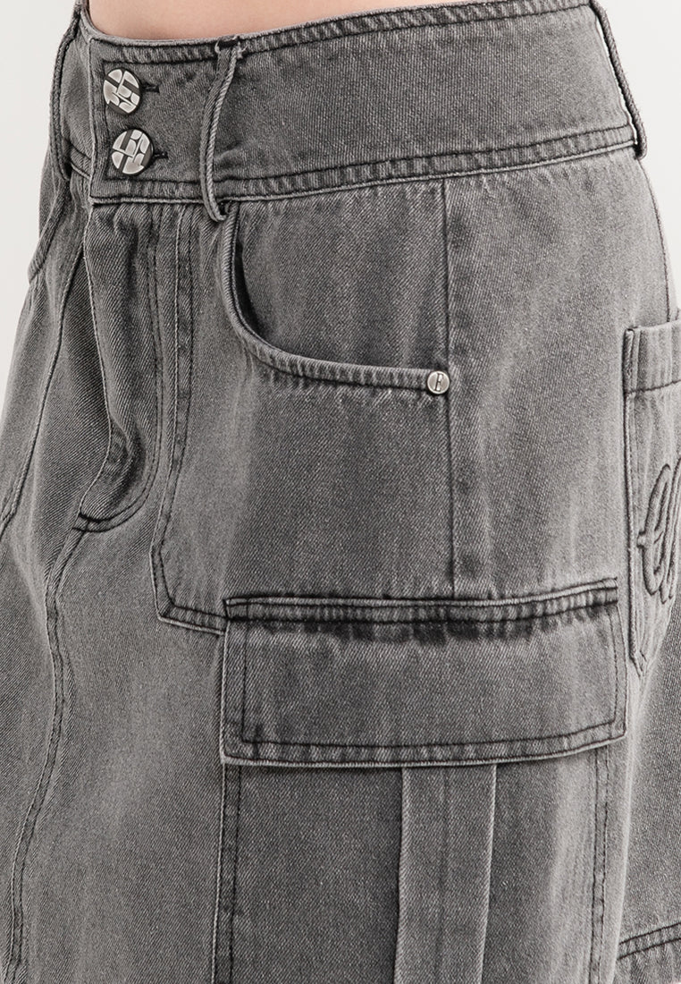 ELLE Leisure The Wonder Collection: Double Button Denim Cargo Skirts