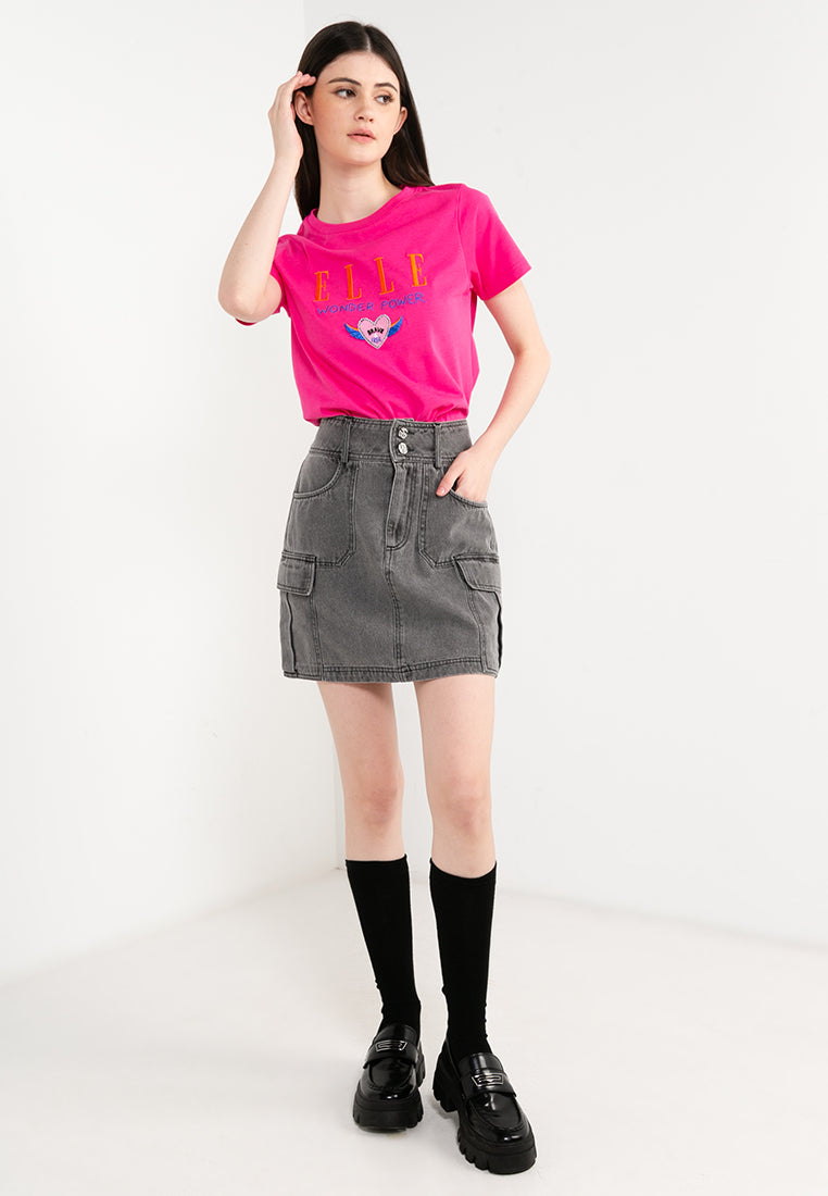 ELLE Leisure The Wonder Collection: Double Button Denim Cargo Skirts