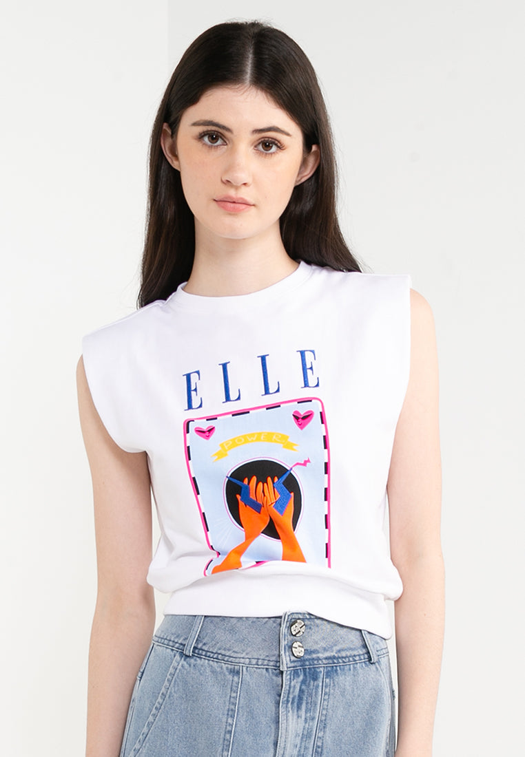 ELLE Leisure The Wonder Collection: Power Is In Your Hand Graphic Top