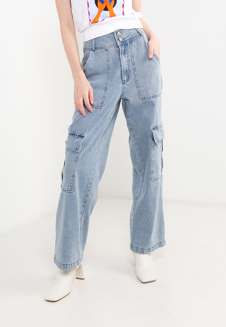ELLE Leisure The Wonder Collection: Double Button Denim Cargo Pants
