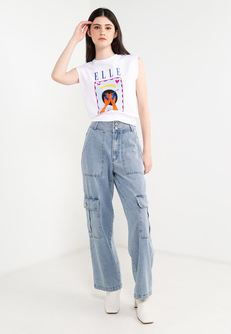 ELLE Leisure The Wonder Collection: Double Button Denim Cargo Pants