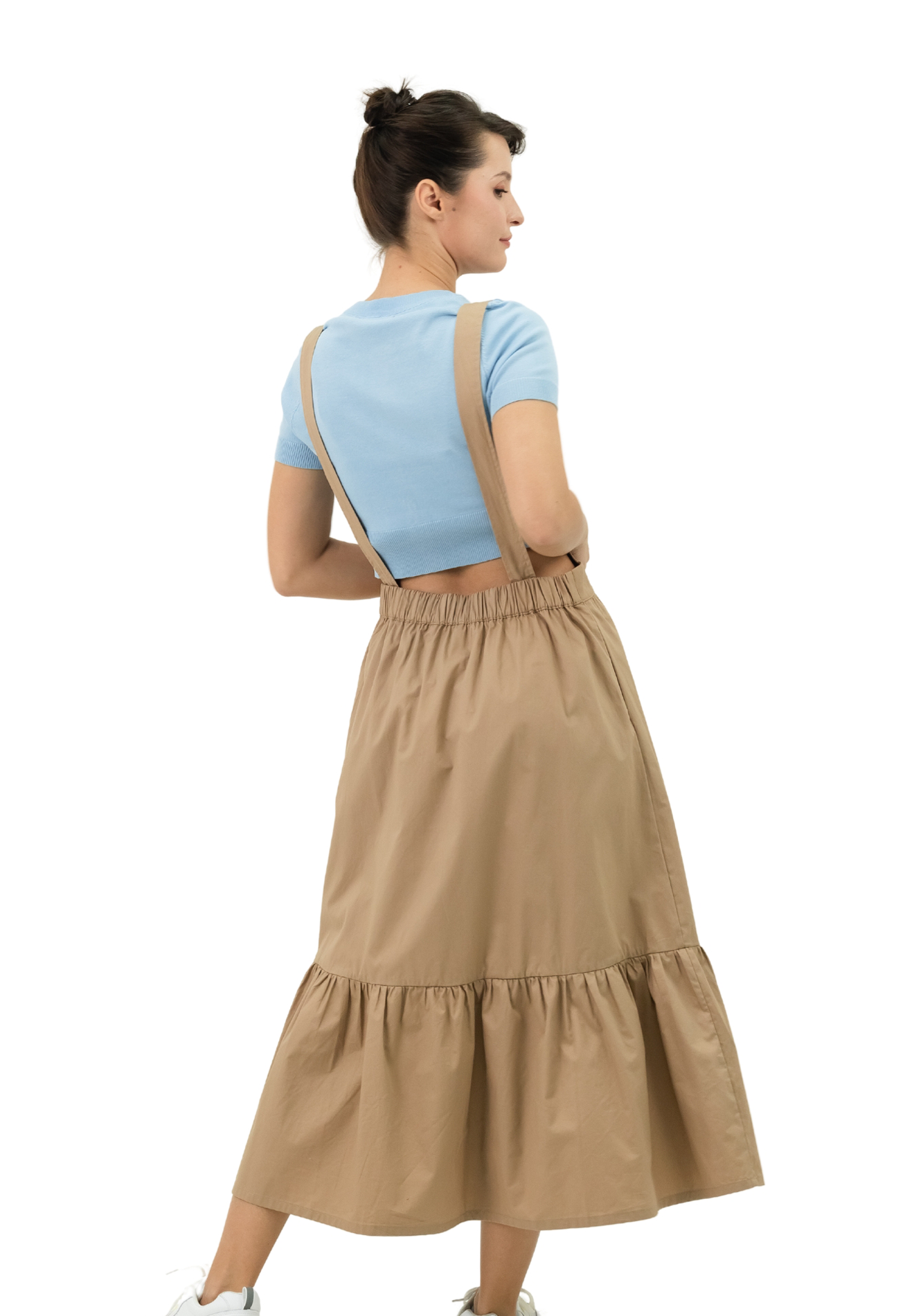 VOIR JEANS Pinafore Tiered Maxi Dress