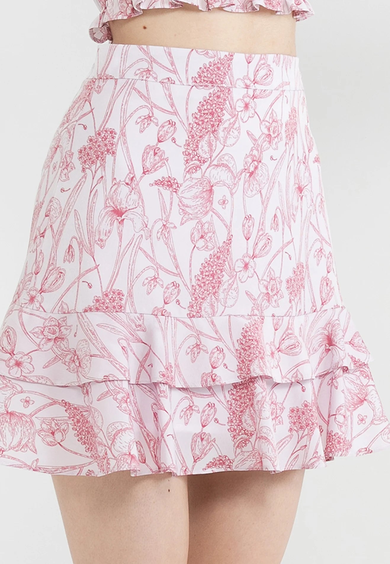 ELLE Apparel Orchid Printed Flare Layered Skirt