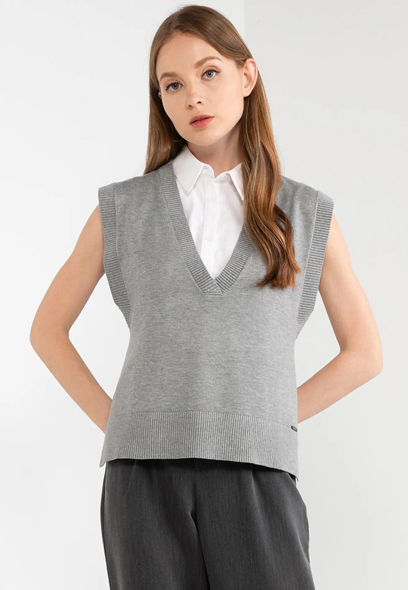 ELLE Apparel Knitted V Neck Loose Vest