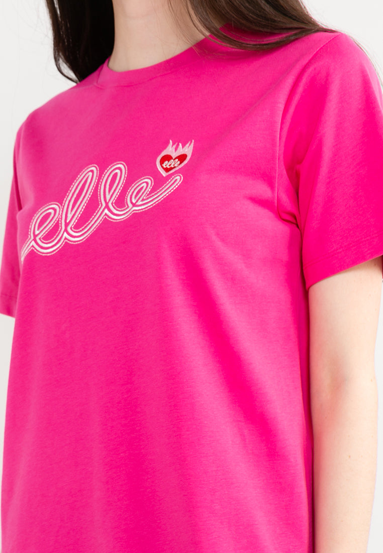 ELLE Leisure The Wonder Collection: Embroidered Logo Burning Love Badge Big Tee