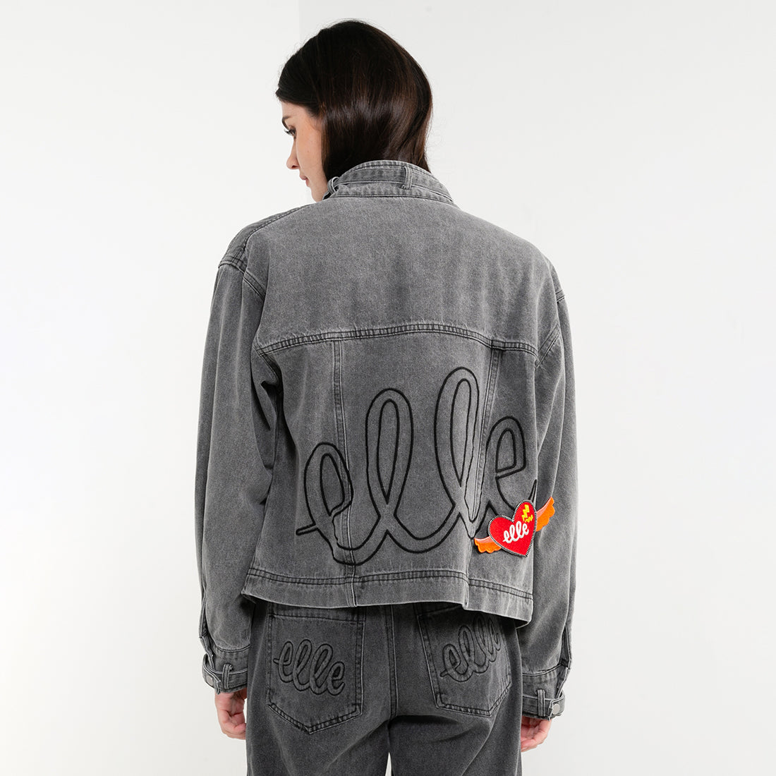 ELLE Leisure The Wonder Collection: Zip Button Denim Jacket with Badge