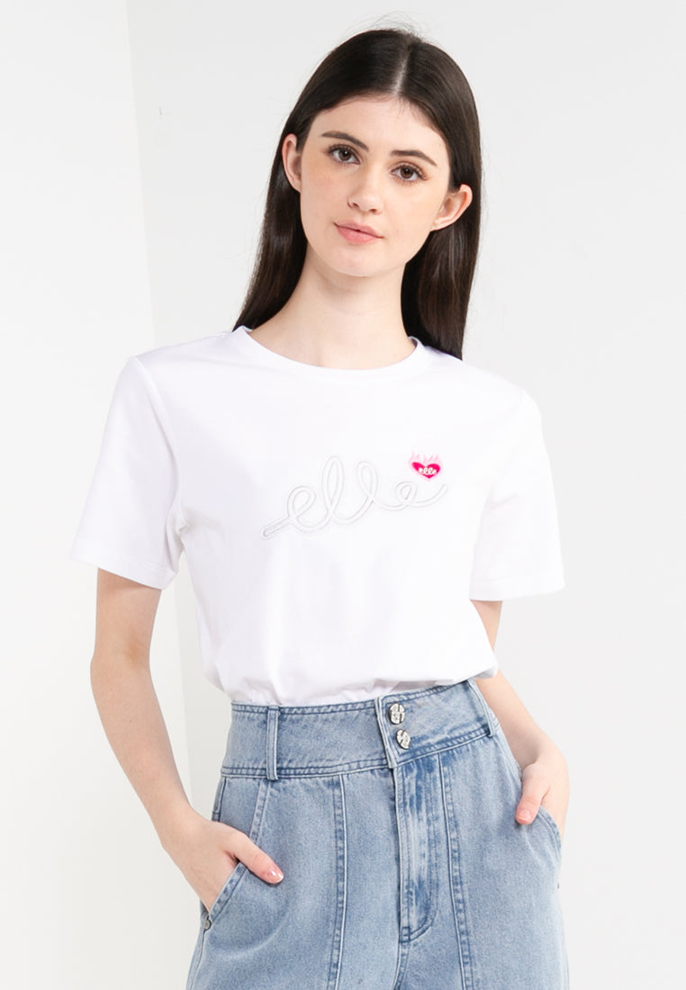 ELLE Leisure The Wonder Collection: Embroidered Logo Burning Love Badge Big Tee