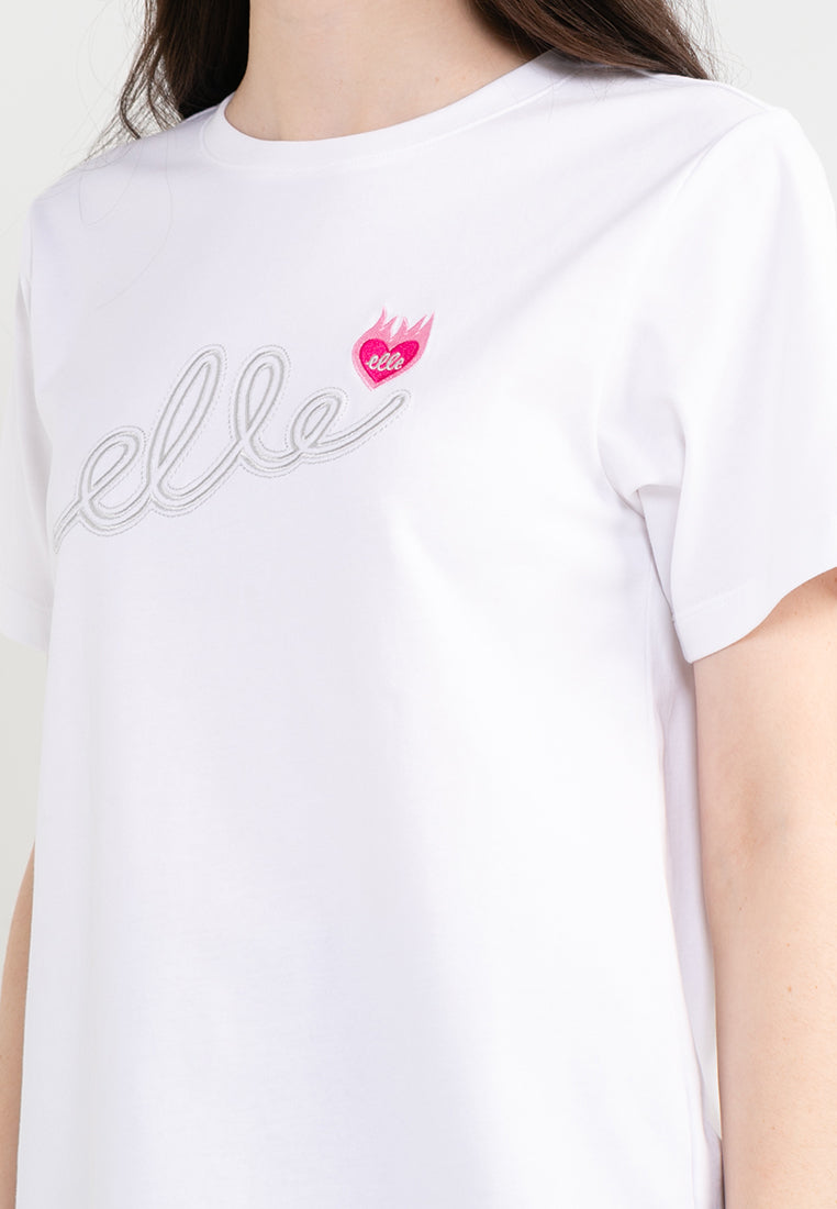 ELLE Leisure The Wonder Collection: Embroidered Logo Burning Love Badge Big Tee