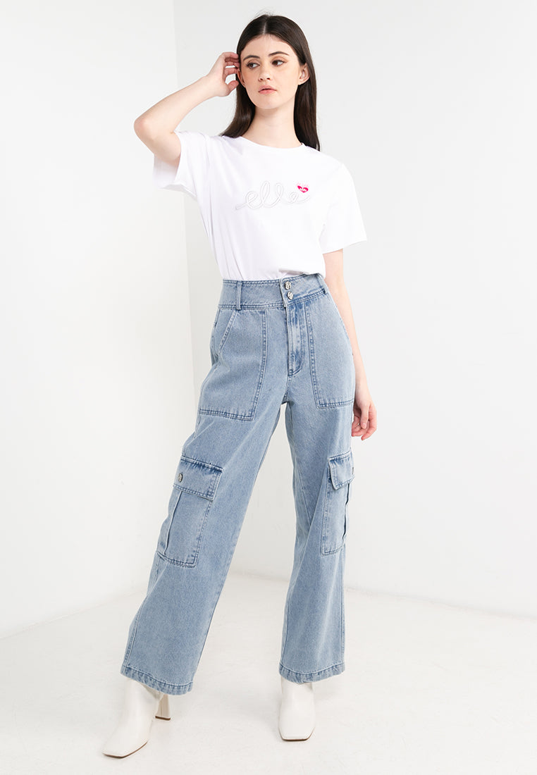 ELLE Leisure The Wonder Collection: Embroidered Logo Burning Love Badge Big Tee