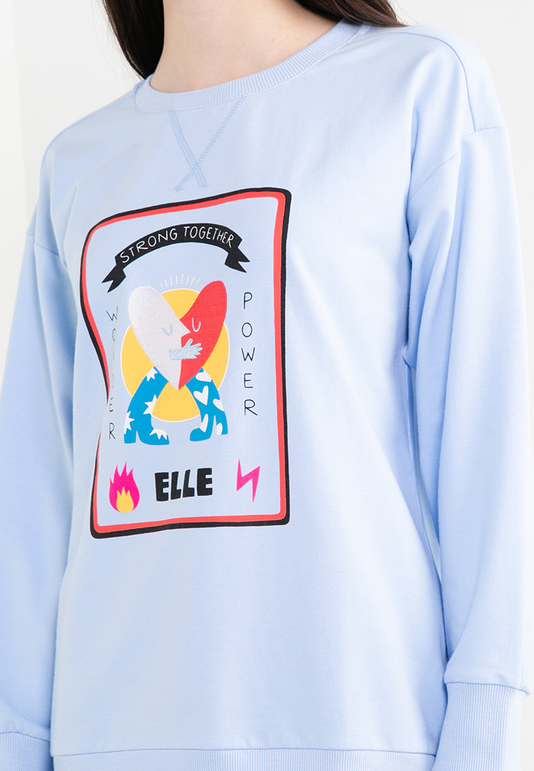 ELLE Leisure The Wonder Collection: Strong Together Wonder Power Graphic Sweater