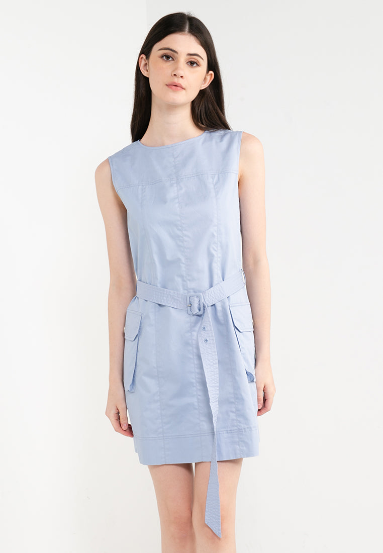 ELLE Leisure The Wonder Collection: Belted Zip Sleeveless Cargo Dress