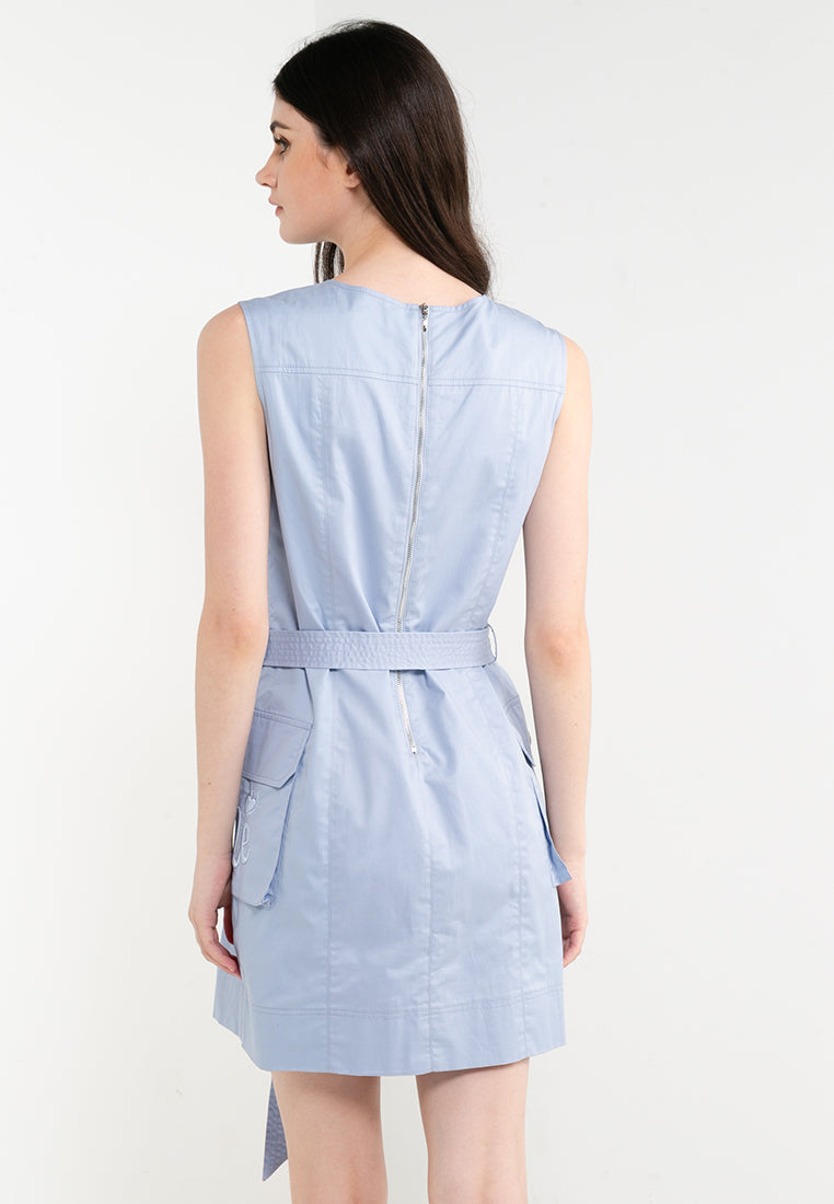 ELLE Leisure The Wonder Collection: Belted Zip Sleeveless Cargo Dress
