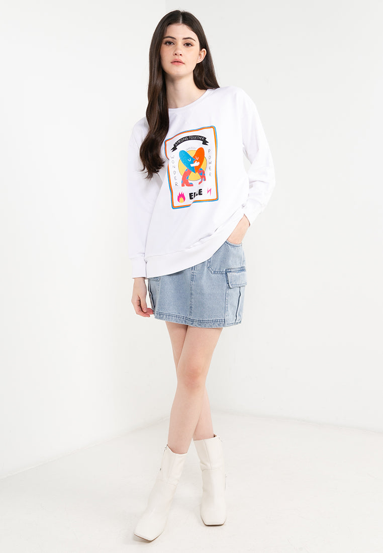 ELLE Leisure The Wonder Collection: Strong Together Wonder Power Graphic Sweater