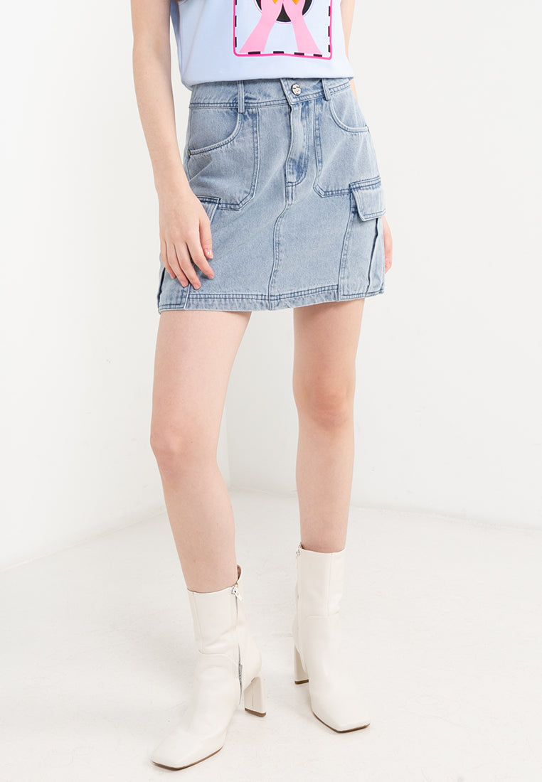 ELLE Leisure The Wonder Collection: Double Button Denim Cargo Skirts