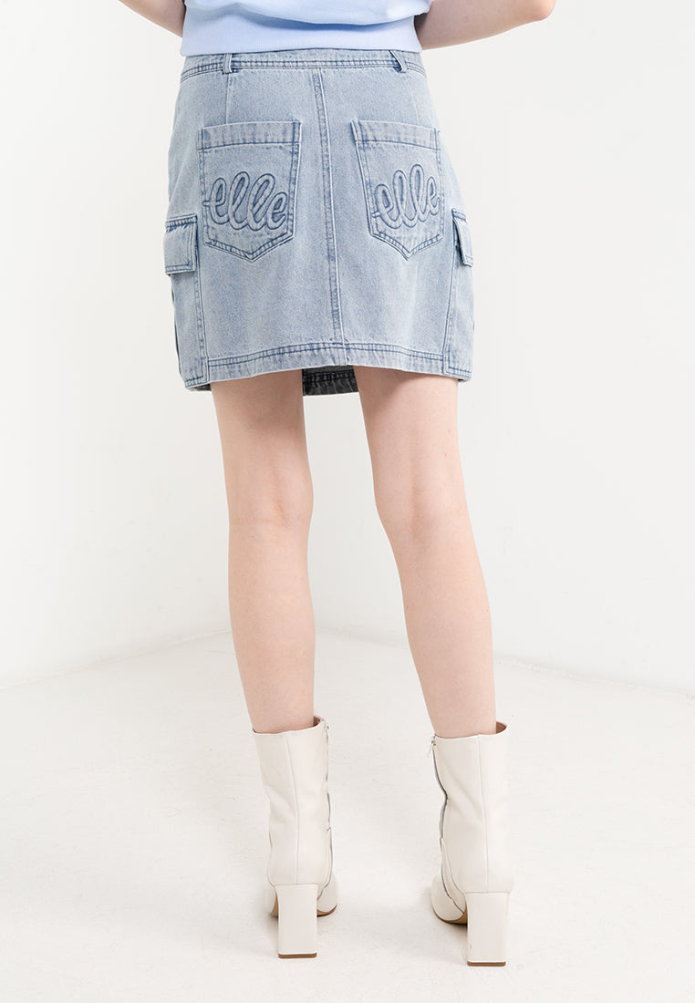 ELLE Leisure The Wonder Collection: Double Button Denim Cargo Skirts