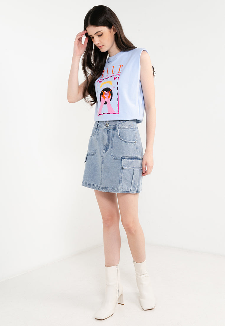 ELLE Leisure The Wonder Collection: Double Button Denim Cargo Skirts
