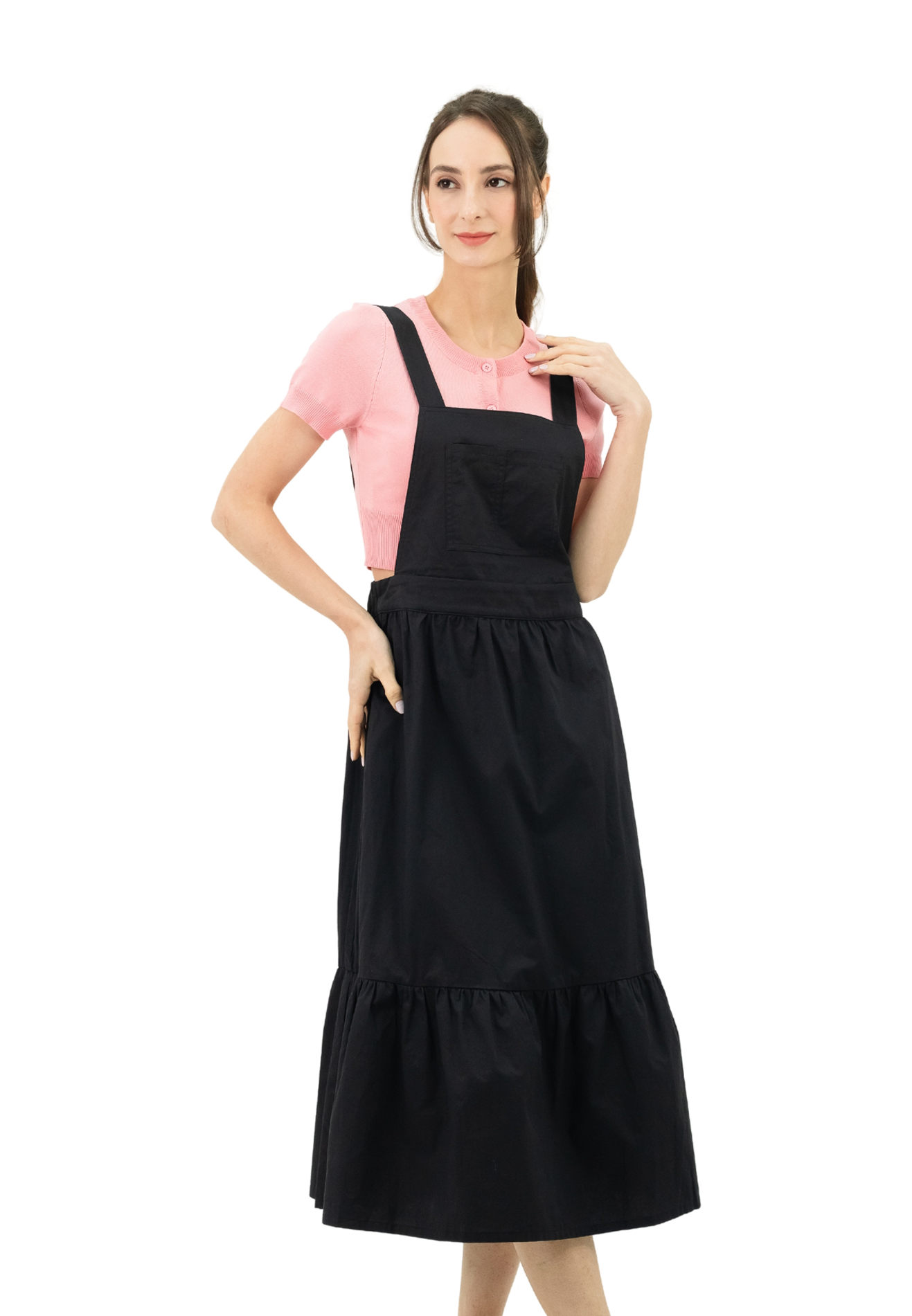 VOIR JEANS Pinafore Tiered Maxi Dress