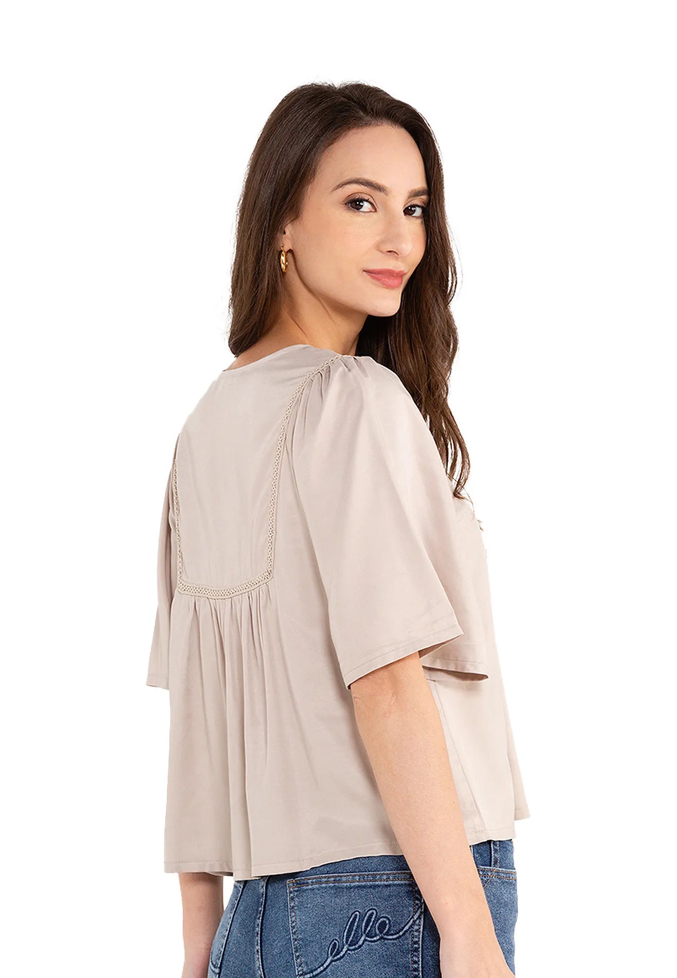 ELLE Apparel Notch-Neck Blouse