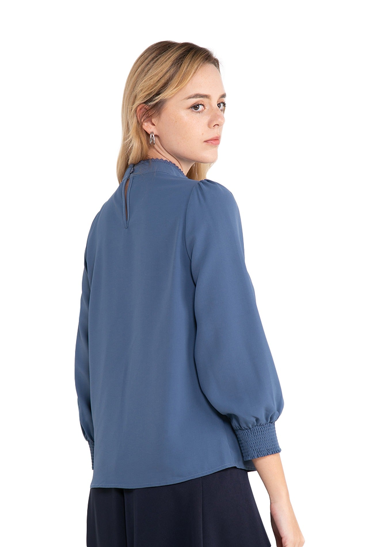ELLE Apparel Lace Mock Neck Blouse