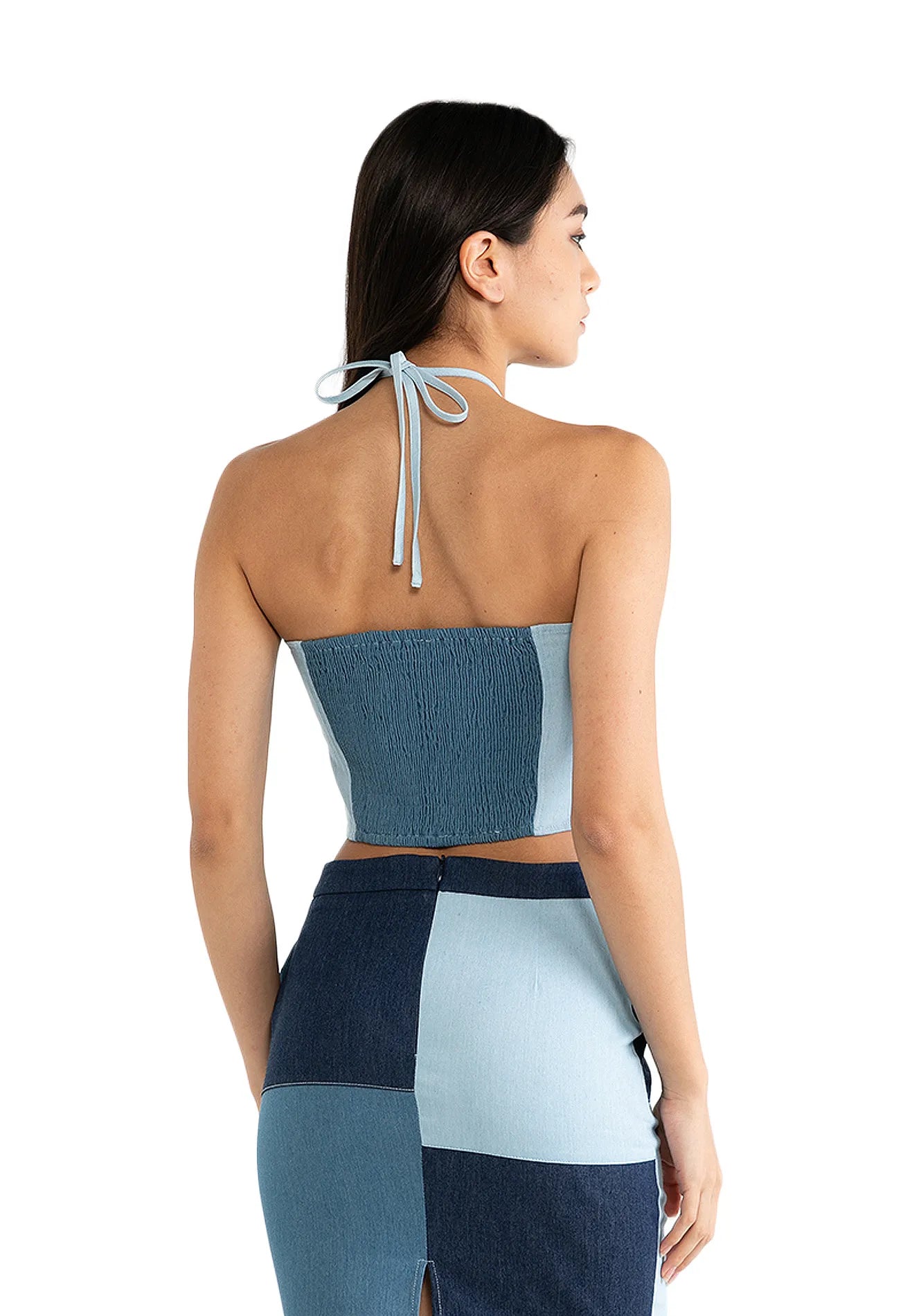 ELLE Apparel Color-Block Denim Top