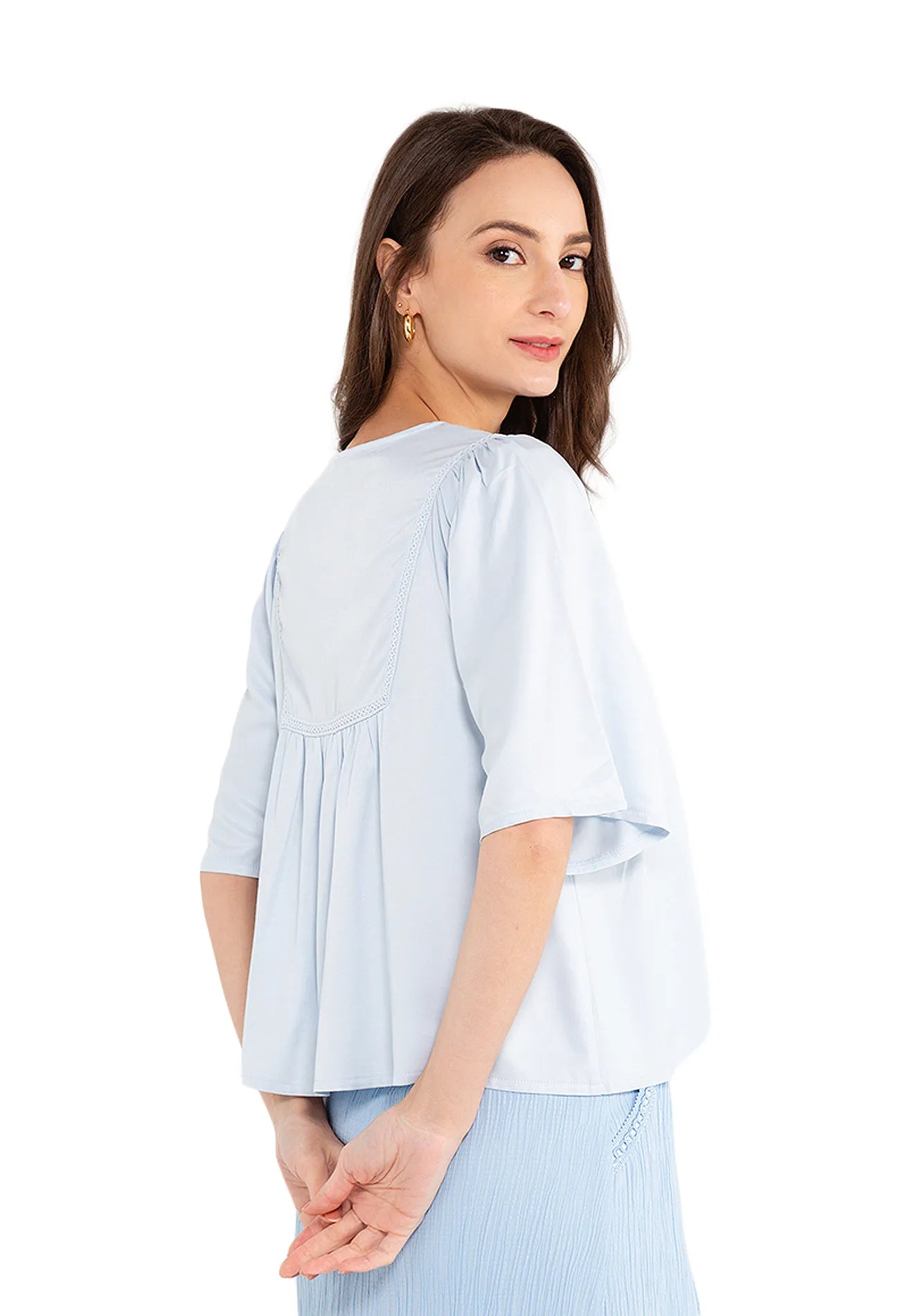 ELLE Apparel Notch-Neck Blouse
