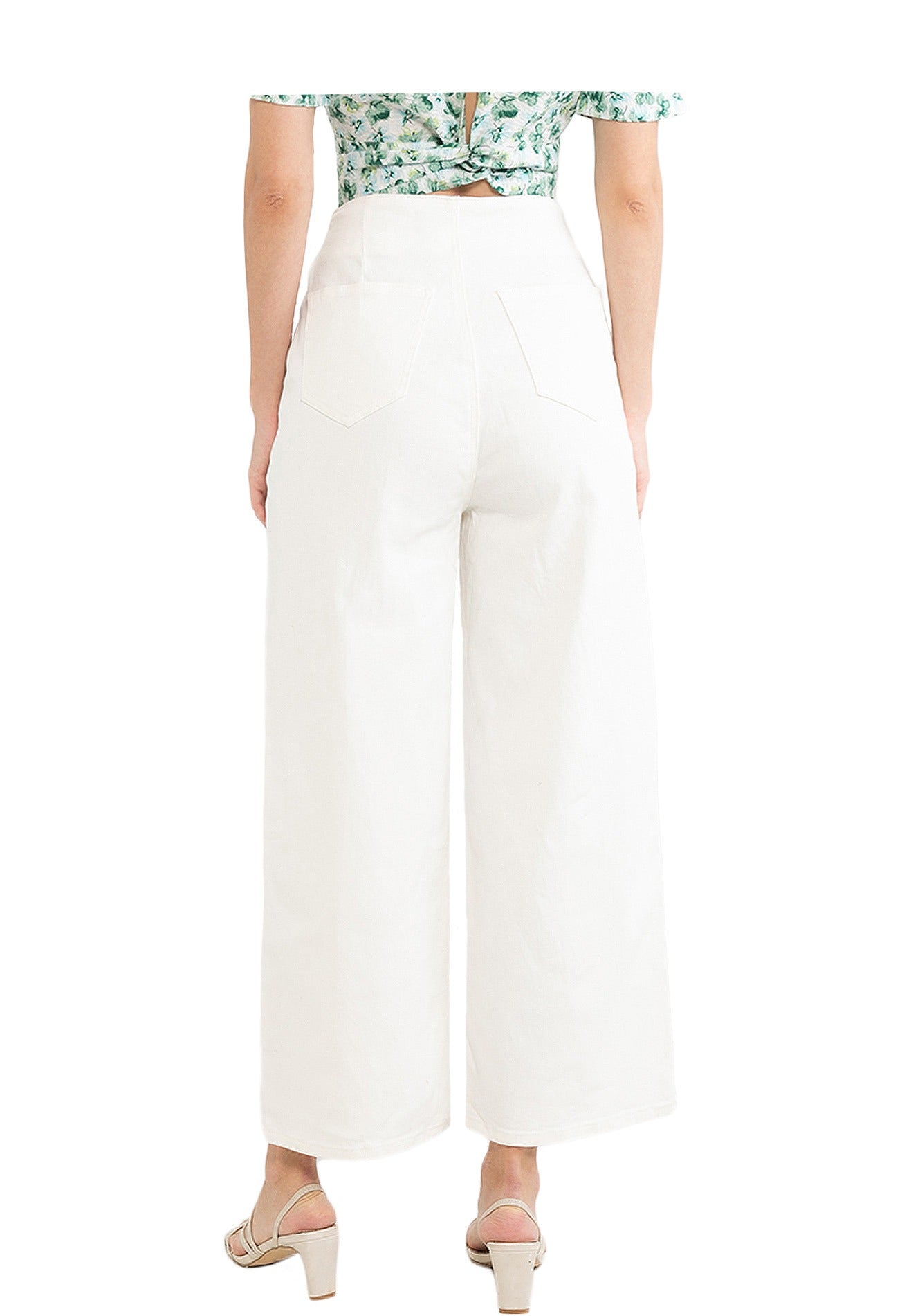 VOIR JEANS Button Details Wide Leg Pants