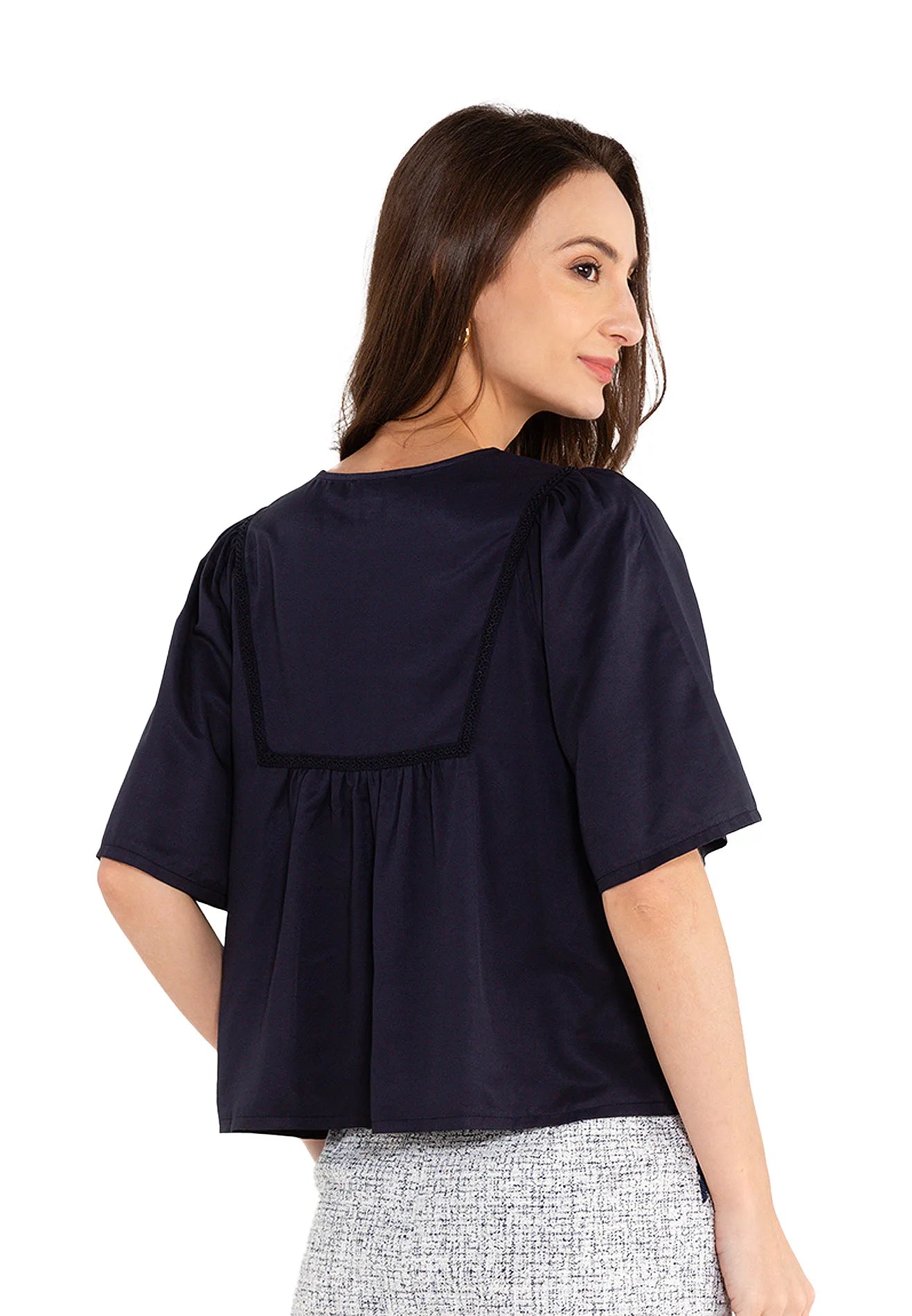 ELLE Apparel Notch-Neck Blouse