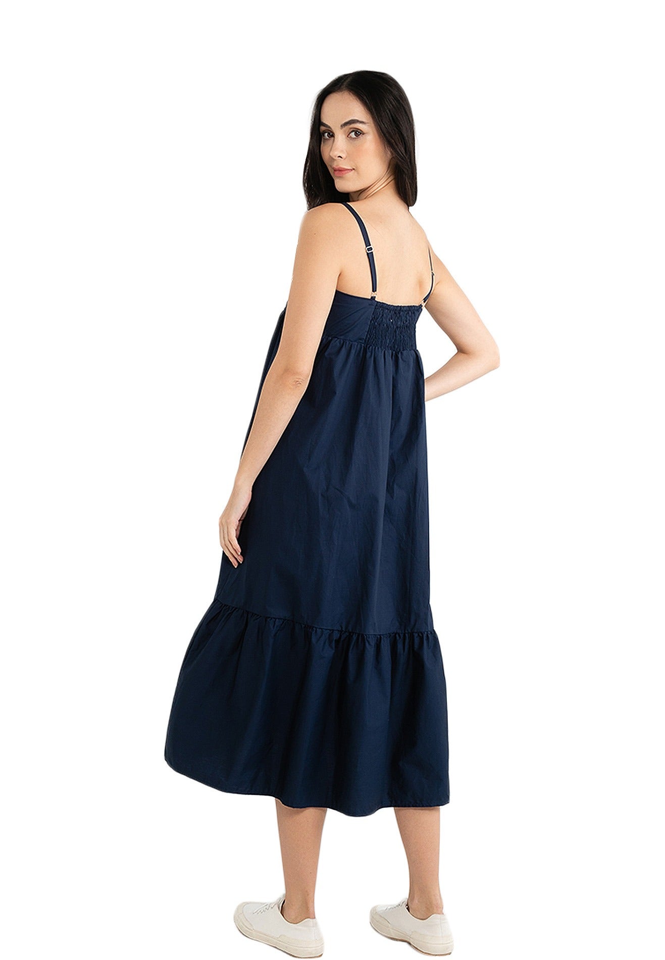VOIR JEANS Sleeveless Babydoll Flare Hemline Midi Dress