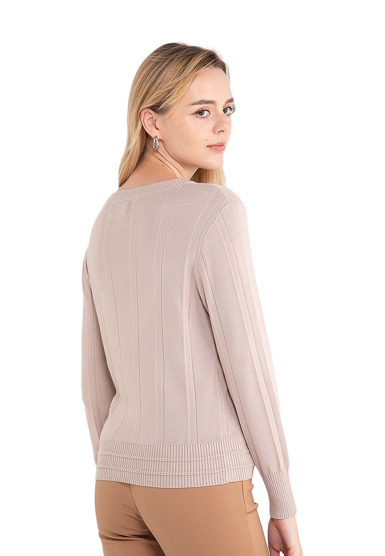 ELLE Apparel Long Sleeves Classic Ribbed Knit Top