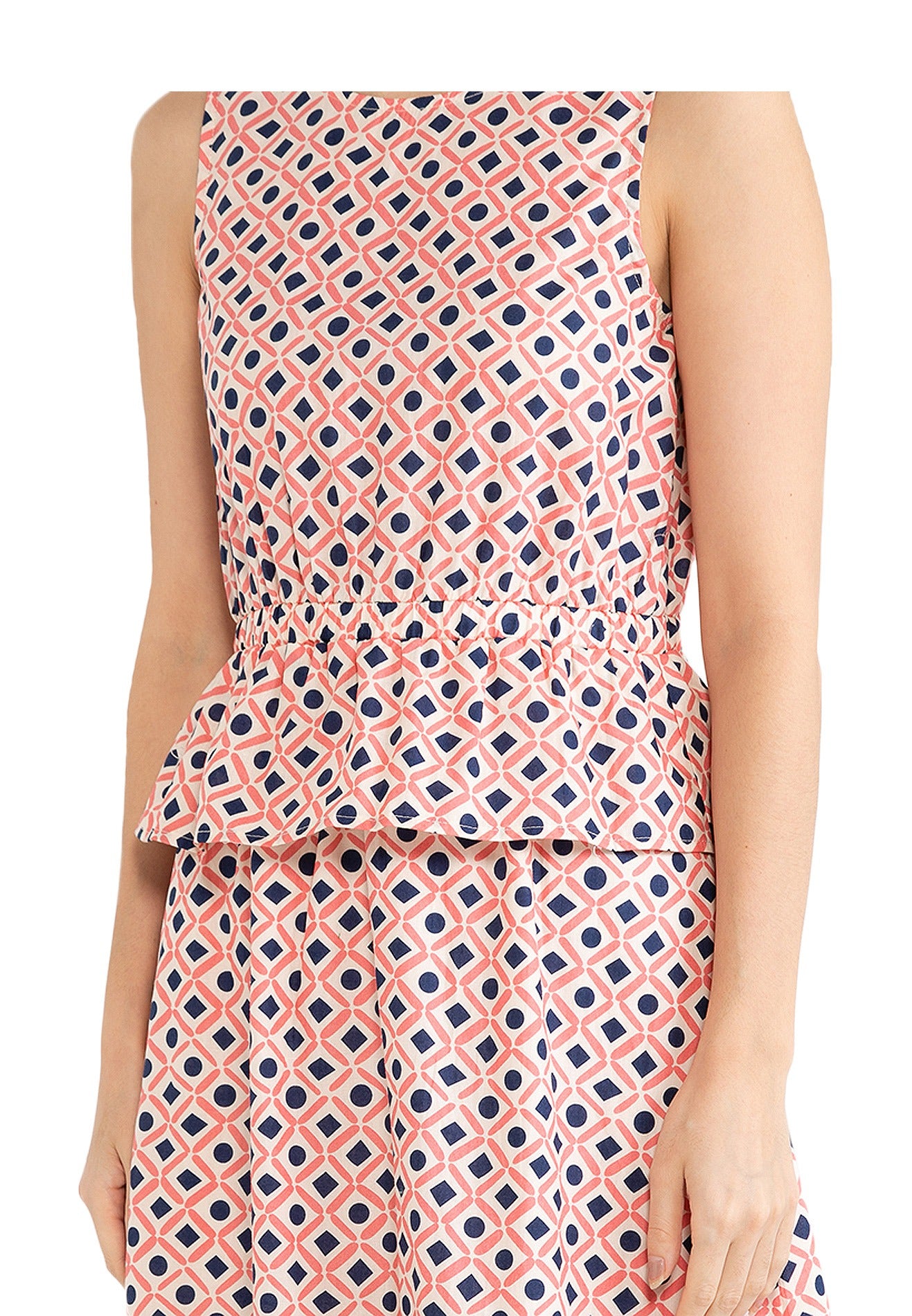 VOIR JEANS Geo Print Sleeveless Tiered Dress
