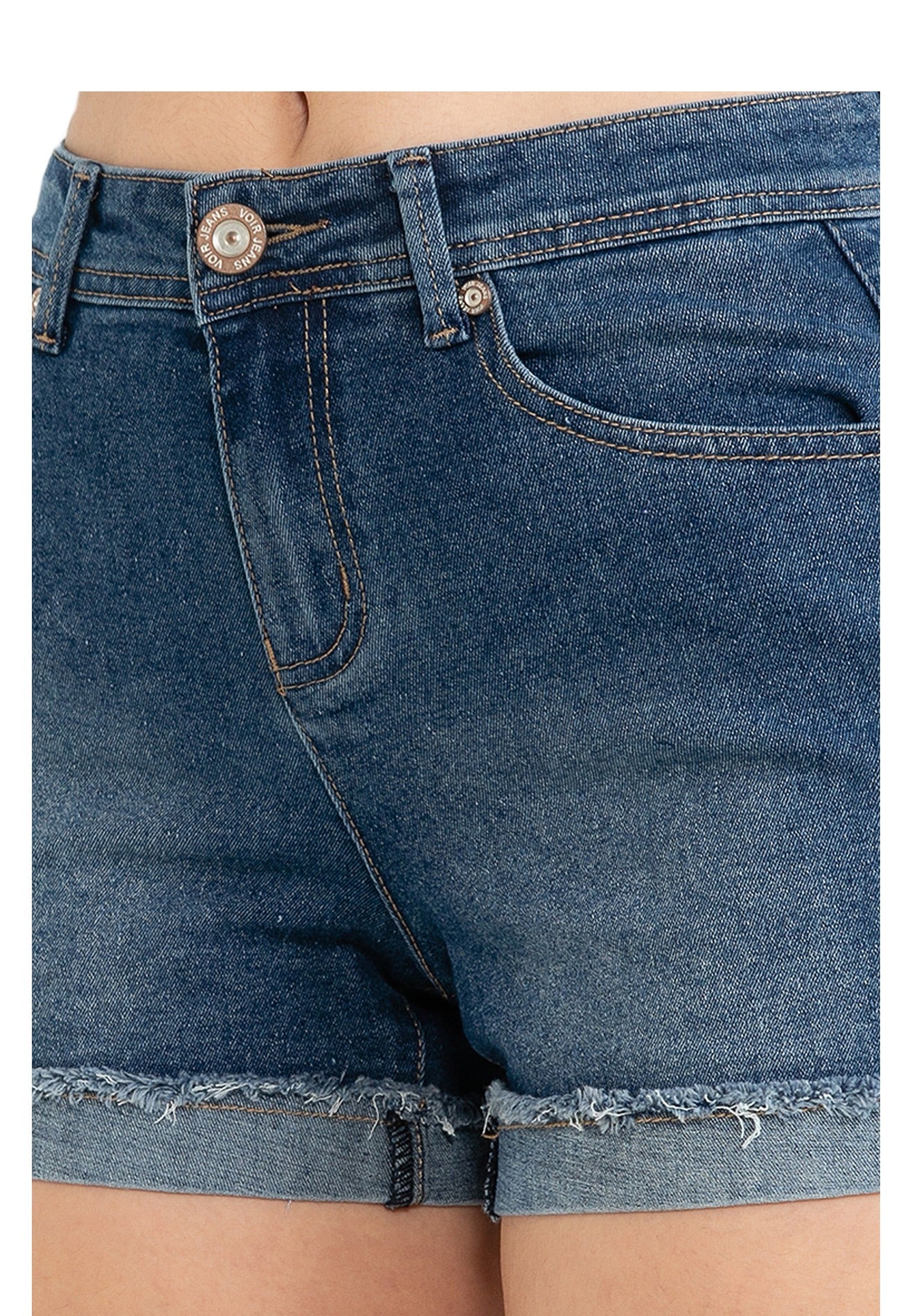 VOIR JEANS Basic Rolled Up Hem Denim Shorts