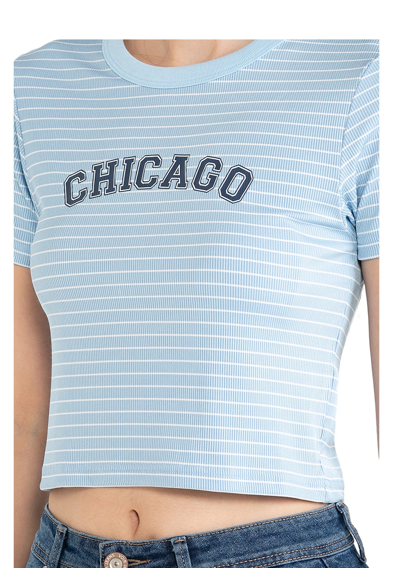 VOIR JEANS Chicago Striped Crop Top