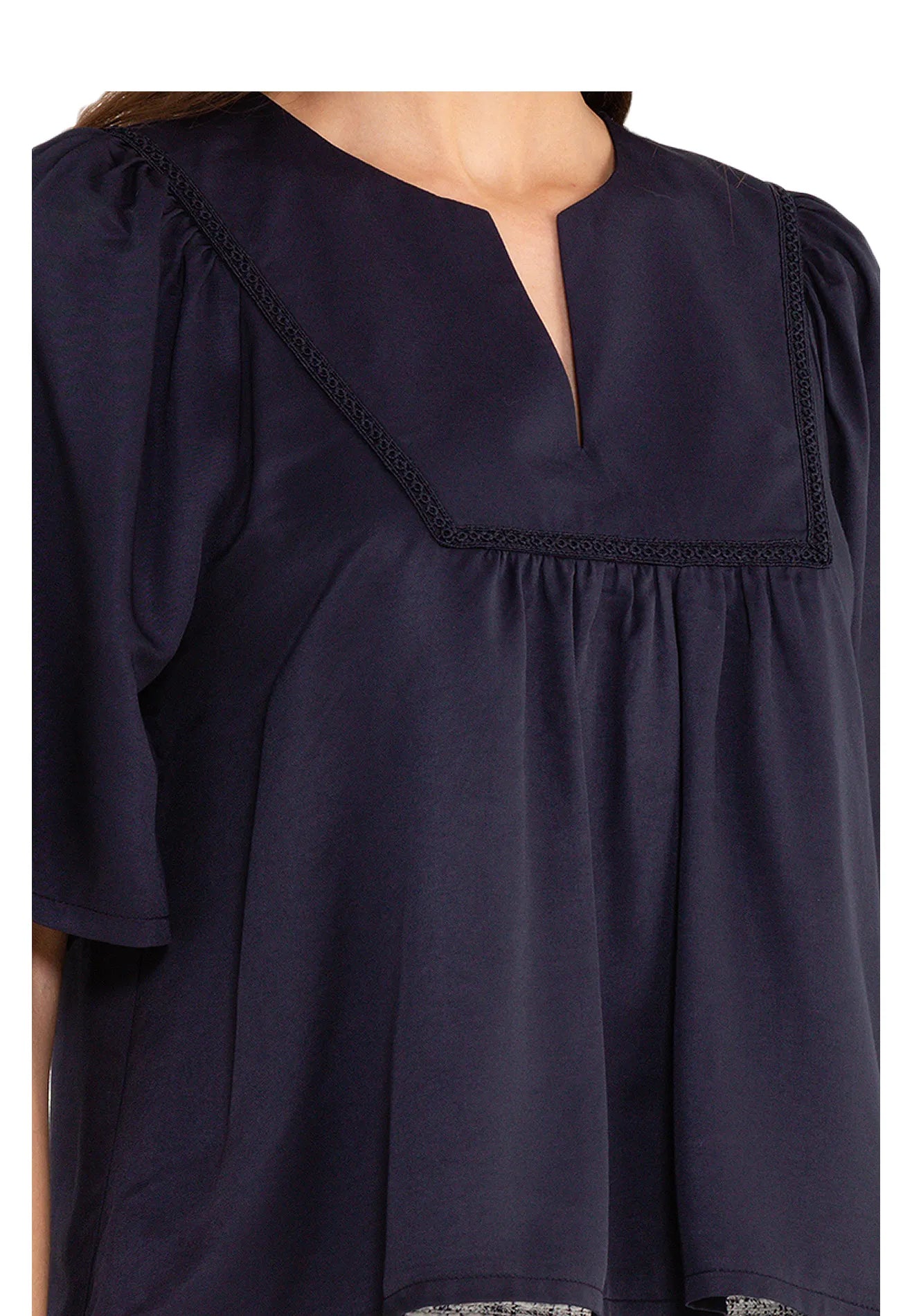 ELLE Apparel Notch-Neck Blouse
