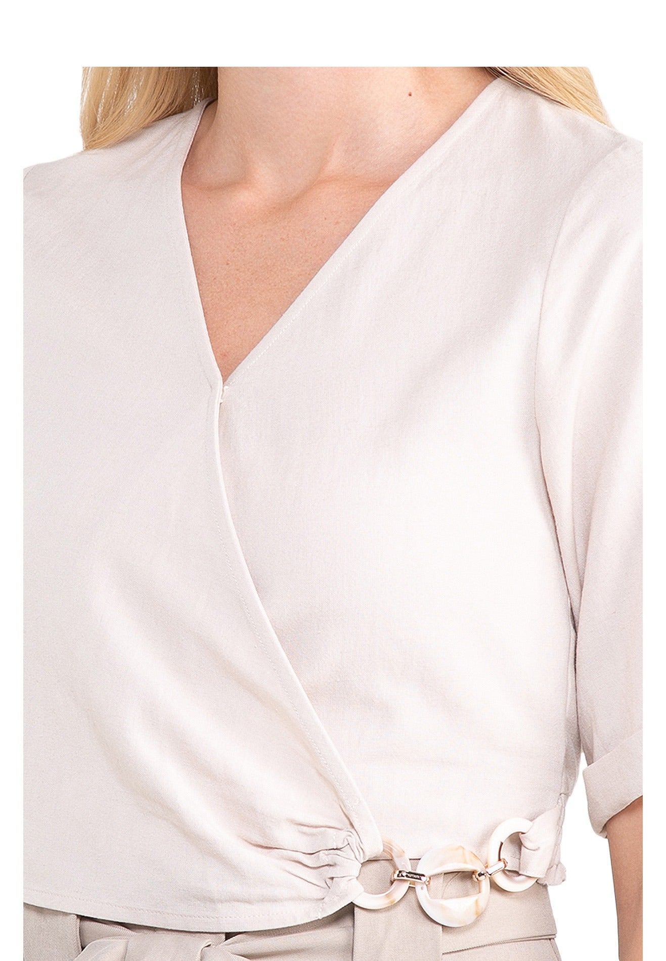 ELLE Apparel V-Neck Linen Wrap Top