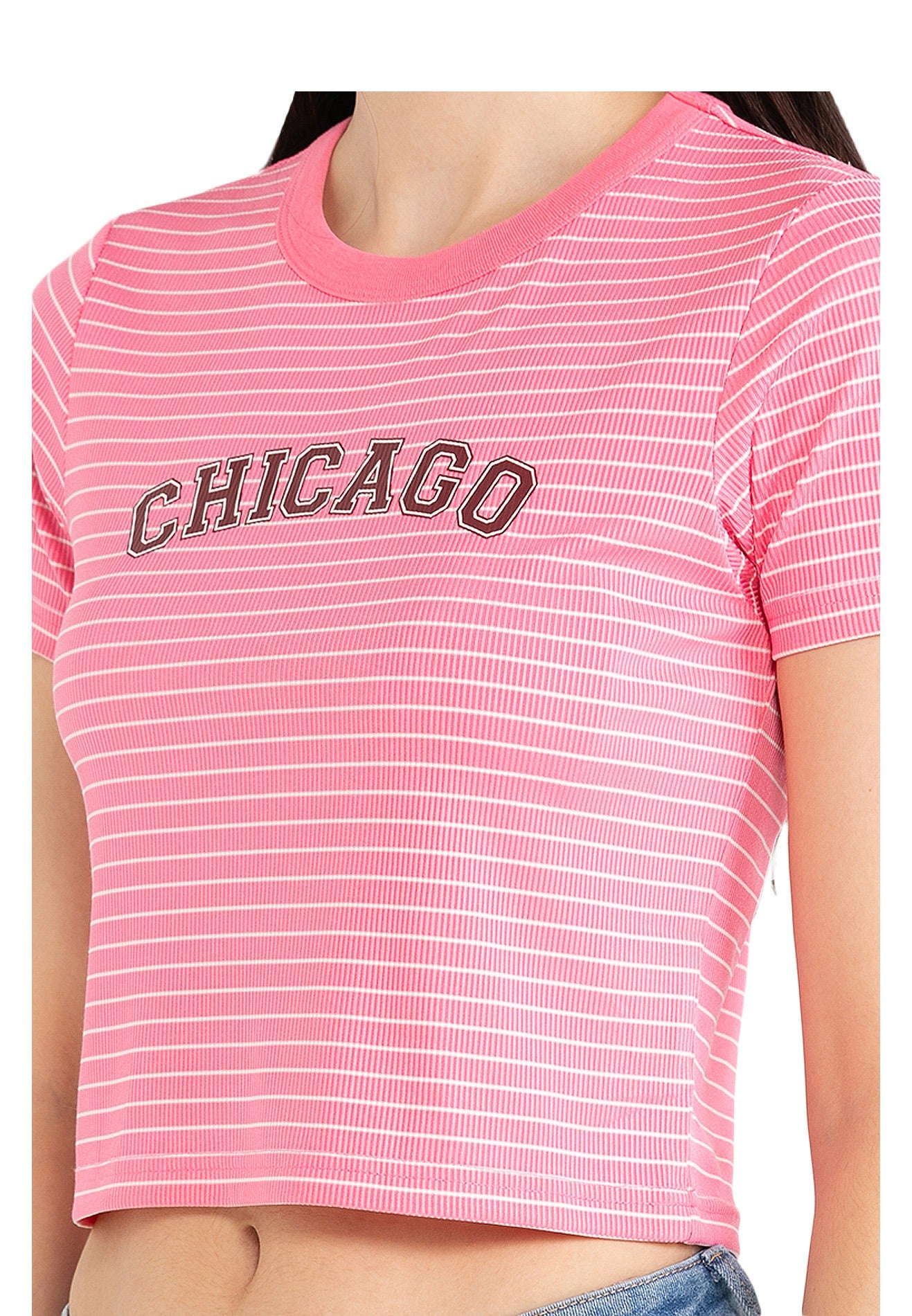 VOIR JEANS Chicago Striped Crop Top