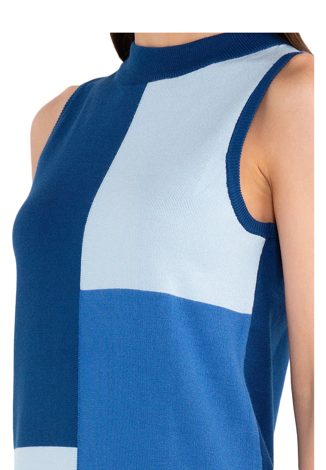 ELLE Apparel Color Block Sleeveless Knit Midi Dress