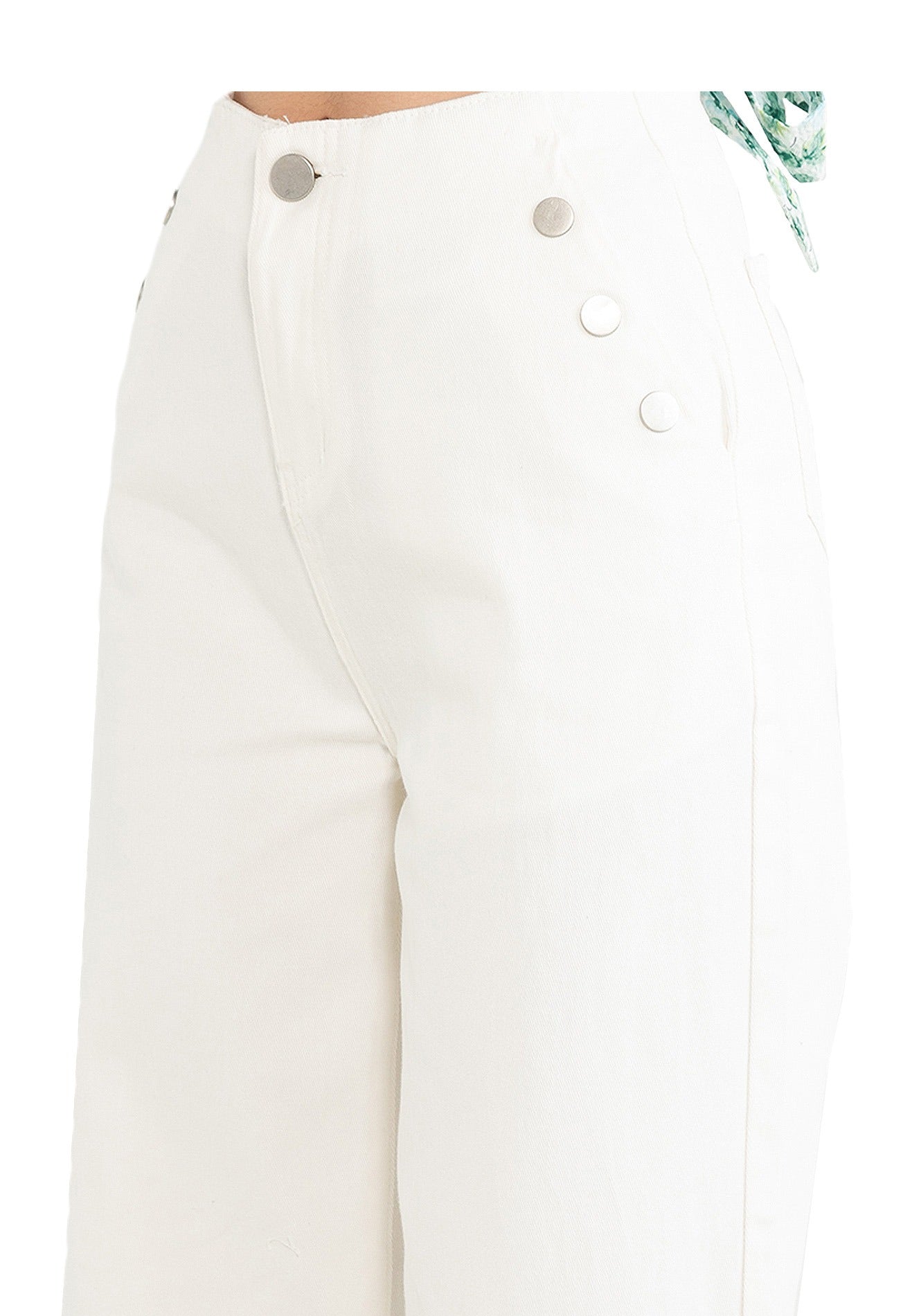 VOIR JEANS Button Details Wide Leg Pants
