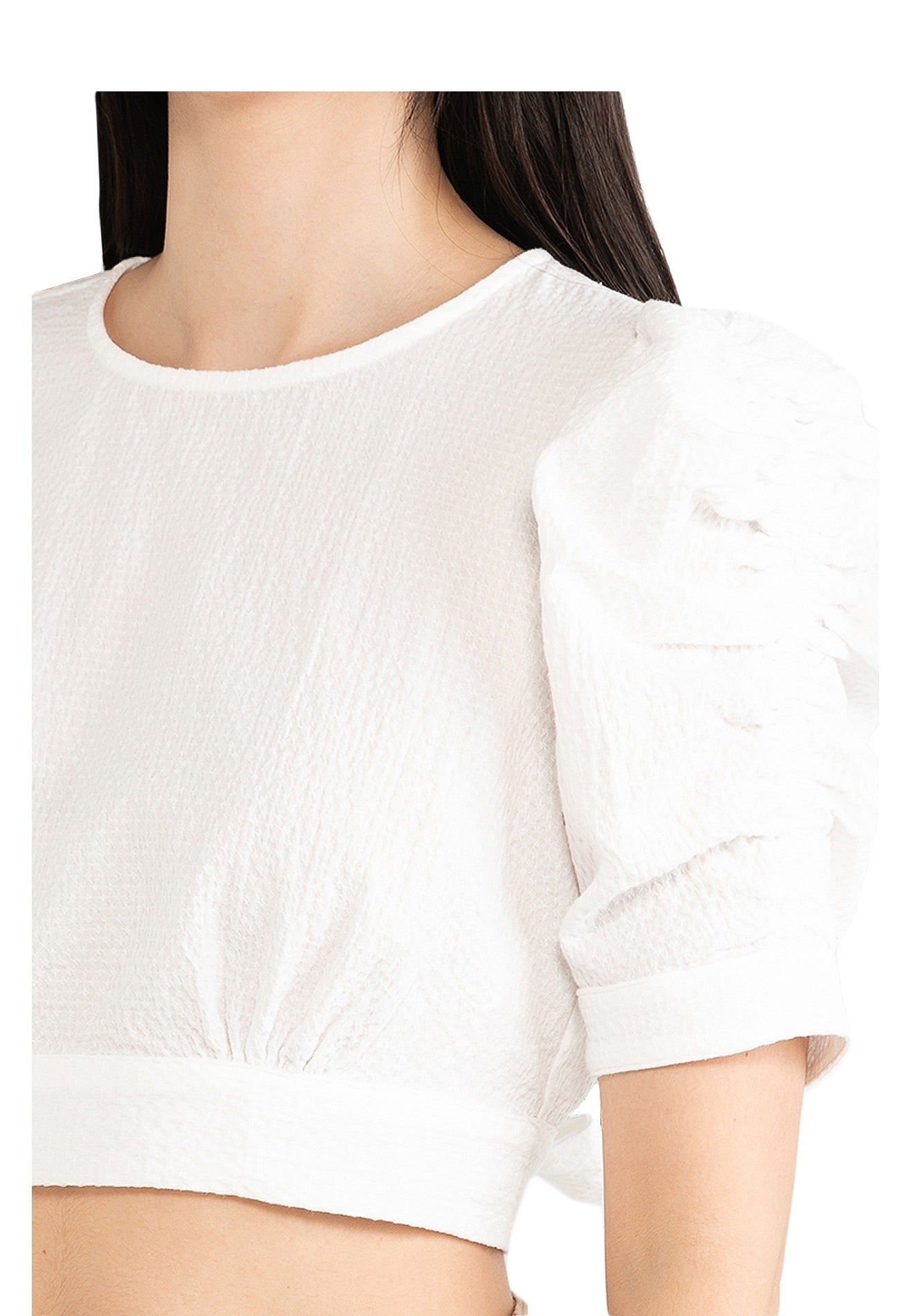 VOIR JEANS Puff Sleeves Buttoned Back Top