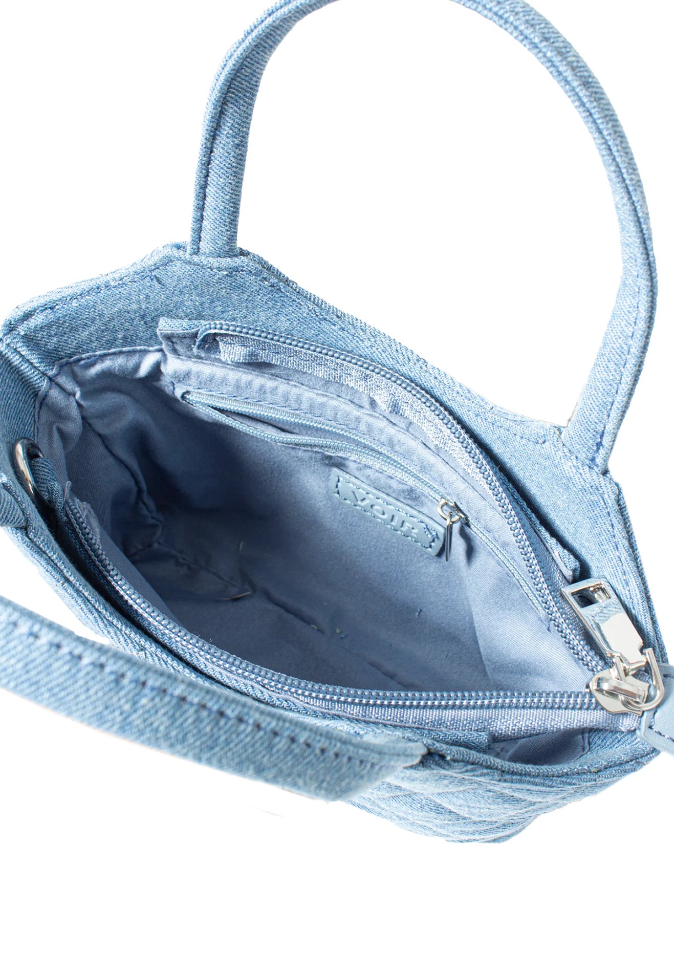 VOIR MADISON Denim Hex Top Handle Bag