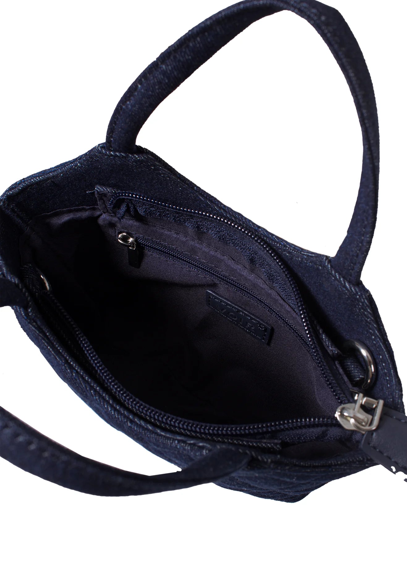 VOIR MADISON Denim Hex Top Handle Bag