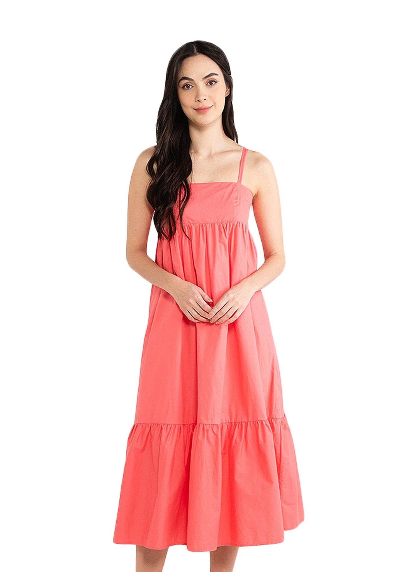 VOIR JEANS Sleeveless Babydoll Flare Hemline Midi Dress