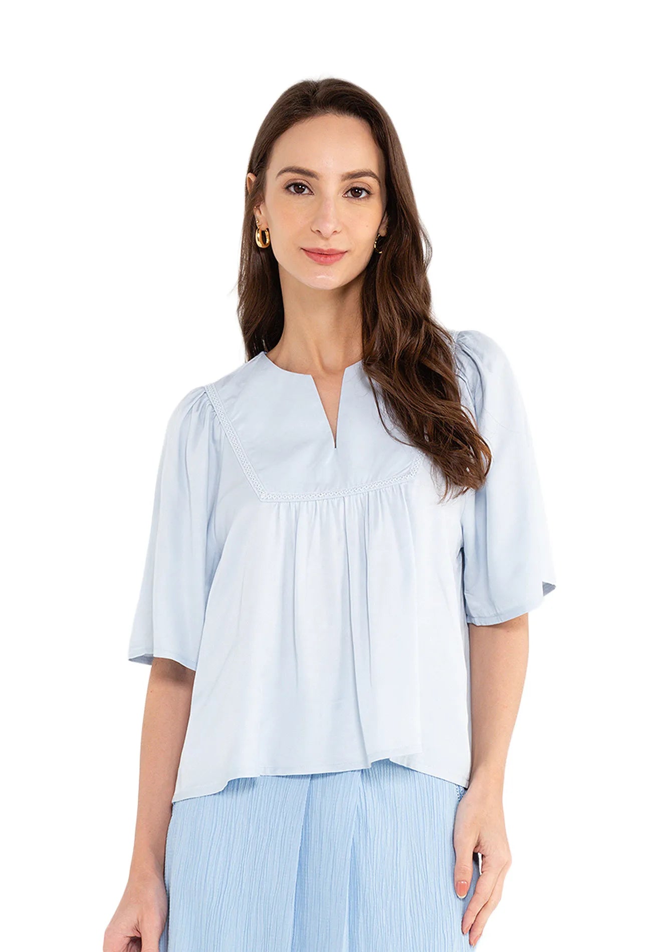 ELLE Apparel Notch-Neck Blouse