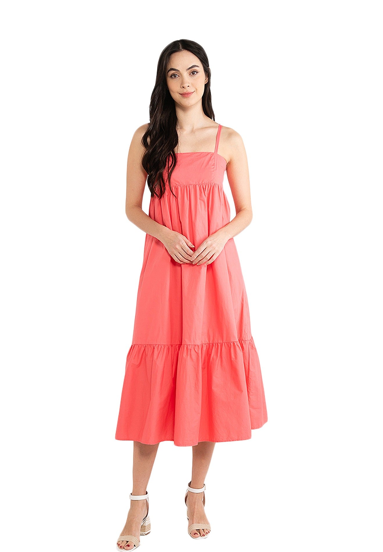 VOIR JEANS Sleeveless Babydoll Flare Hemline Midi Dress